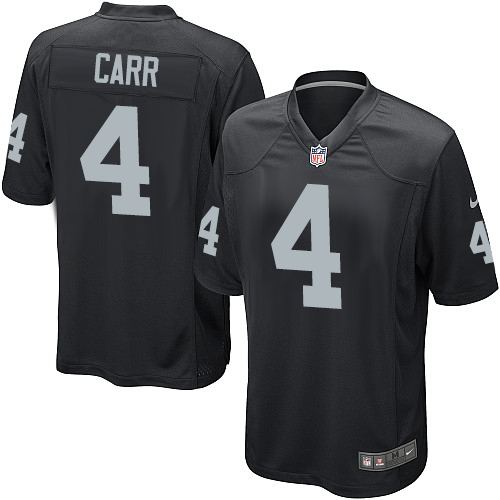 Youth Game Derek Carr Nike Jersey Black Home - #4 NFL Oakland Raiders